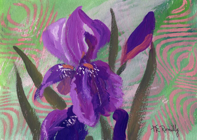 A purple iris on an abstract background.
